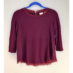 Anthropologie Postmark Burgundy Textured Knit Top